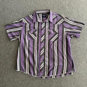 Wrangler Purple Striped Western Snap Short Sleeve Shirt 2XL